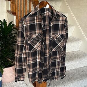 H&M Relaxed Fit Oversized Slouchy Plaid Button Up Shirt Shacket